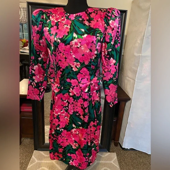 Flora Kung Dresses Vintage Flora Kung Silk Dress Floral Size